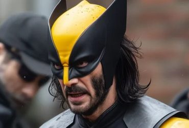 Fan art of Keanu Reeves as Wolverine with a black and yellow suit