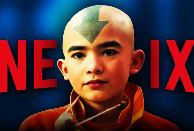 Aang in live-action Avatar: Last Airbender, Netflix logo in background