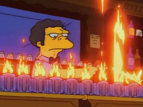 Jay Leno acendeu o rastilho da rivalidade dos Simpsons que inspirou Flaming Moe's