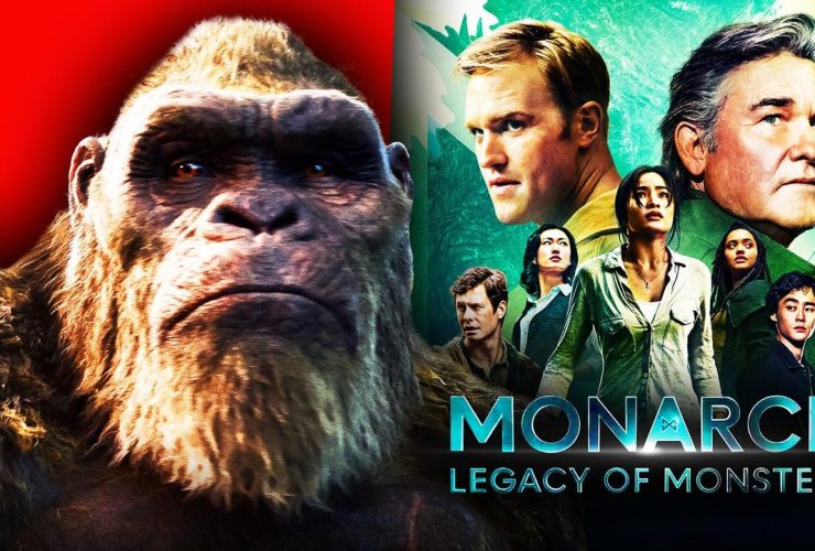 King Kong, Monarch: Legacy of Monsters poster, Wyatt Russell, Kurt Russell, Anna Sawai