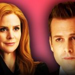 Sarah Rafferty as Donna Roberta Paulsen and Gabriel Macht as Harvey Reginald Specter in Suits