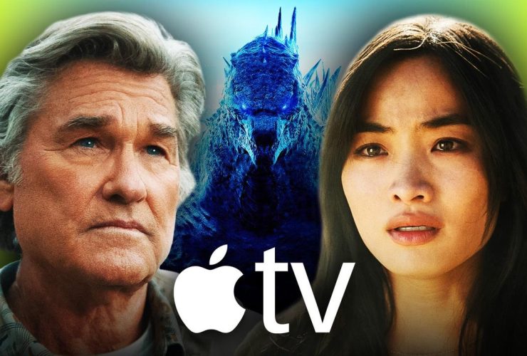 Kurt Russell and Anna Sawai, Monarch: Legacy of Monsters Godzilla, Apple TV logo