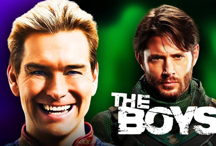 Antony Starr as Homelander, Jensen Ackles as Soldier Boy, The Boys logo