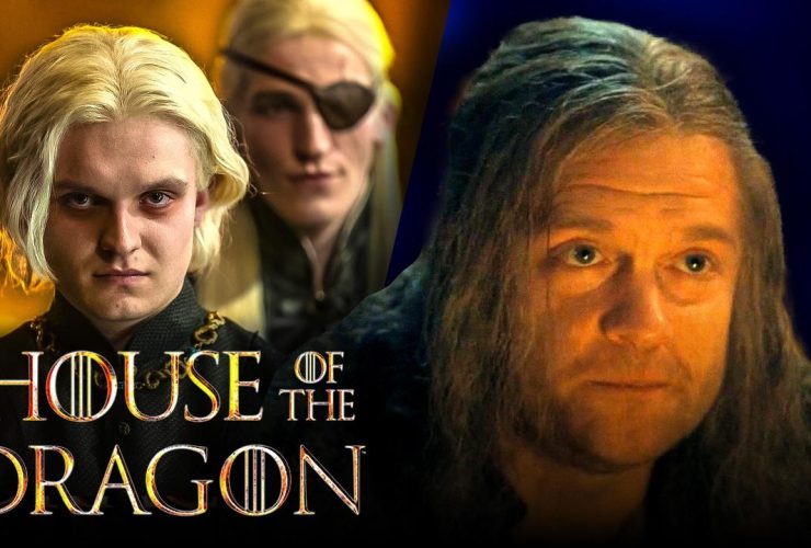 Tom Glynn-Carney as Aegon Targaryen, House of the Dragon logo, Tom Bennett as Ulf the White