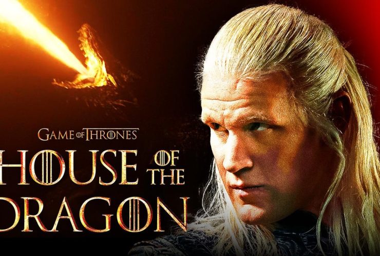 Matt Smith as Daemon Targaryen, House of the Dragon logo, Dragon breathing fire