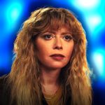 Natasha Lyonne as Charlie Cale in Poker Face on a blue background