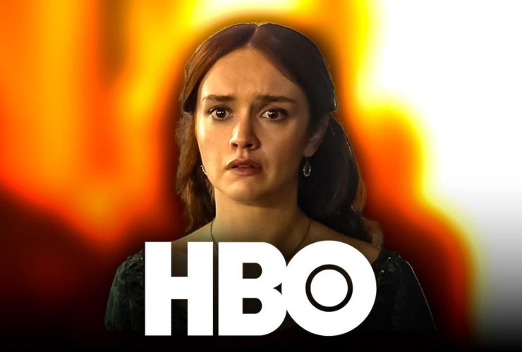 Olivia Cooke as Alicent Hightower in House of the Dragon, HBO logo