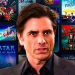 John Stamos in Big Shot, Disney Plus movie and show tiles in background