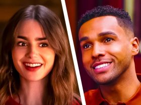 Lily Collins as Emily Cooper, Lucien Laviscount as Alfie in Emily in Paris