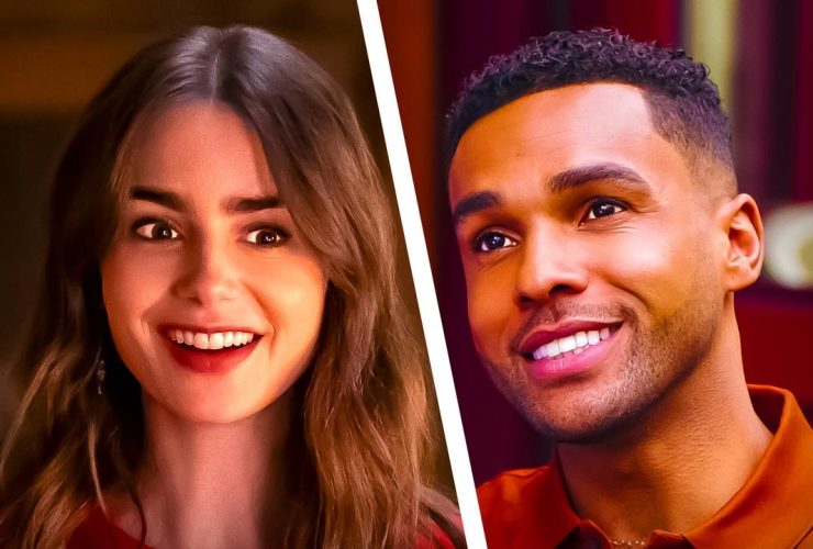 Lily Collins as Emily Cooper, Lucien Laviscount as Alfie in Emily in Paris