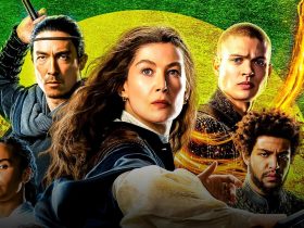 Zoë Robins, Daniel Henney, Rosamund Pike, Josha Stradowski, Marcus Rutherford in The Wheel of Time