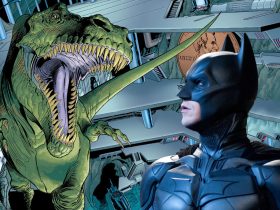 Por que o Batman tem um T-Rex gigante na batcave, explicou